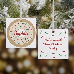 Donut Fun Personalized Square Photo Ornament- 2.75" Metal - 2 Sided - 19483-2M