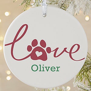 Personalized Dog Paw Print Christmas Ornament - 19485-1L