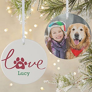 Personalized Dog Paw Print Photo Ornament - 19485-2L