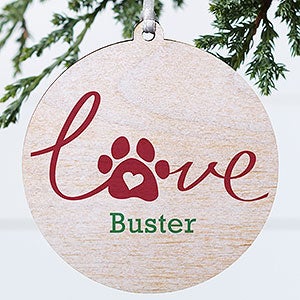 Love Has 4 Paws Personalized Dog Wood Ornament - 19485-1W