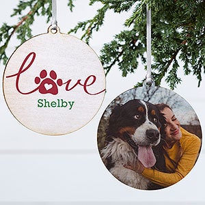 Love Has 4 Paws Personalized Dog Photo Wood Ornament - 19485-2W