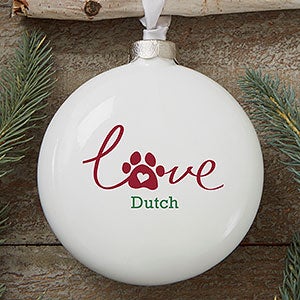 Love Has 4 Paws Personalized Deluxe 3D Disc Dog Photo Ornament - 19485-D