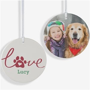 Personalized Dog Paw Print Photo Ornament - 19485-2L