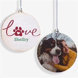 Love Has 4 Paws Personalized Dog Photo Wood Ornament - 19485-2W