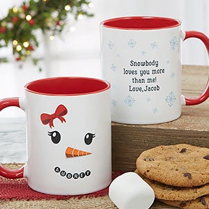 Snowman Character Personalized Christmas Mug 11 oz.- Red - 19489-R