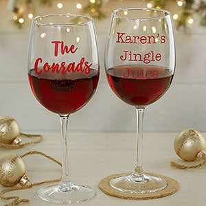 Christmas Celebrations Personalized Red Wine Glass - 19499-RN