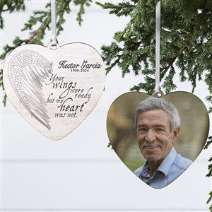Your Wings Personalized Wood Heart Photo Memorial Ornament - 19551-2W
