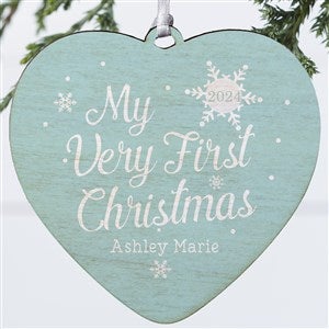 First Christmas Personalized Heart Baby Ornament - 1 Sided Wood - 19552-1W