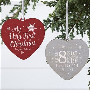 First Christmas Personalized Heart Baby Ornament - 2 Sided Wood - 19552-2W