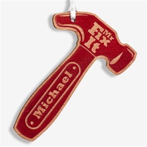 Mr. Fix-It Personalized Red Wood Hammer Ornament - 19562-R