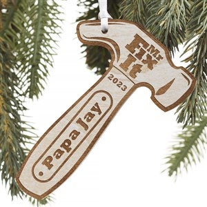 Mr. Fix-It Personalized Whitewash Wood Hammer Ornament - 19562-W