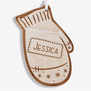 Family Winter Mitten Engraved Whitewash Wood Ornament - 19563-W