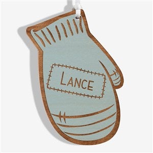 Family Winter Mitten Engraved Blue Wood Ornament - 19563-B