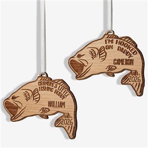 Bass Fish Personalized Natural Wood Christmas Ornament - 19564
