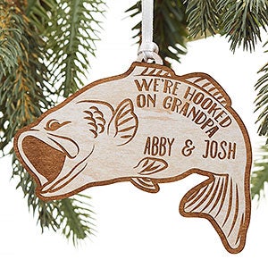 Bass Fish Personalized Whitewash Wood Christmas Ornament - 19564-W