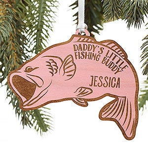 Bass Fish Personalized Pink Wood Christmas Ornament - 19564-P