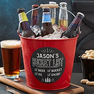 Bucket List Personalized Red Metal Beer Bucket - 19576