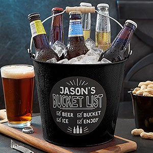 Bucket List Personalized Black Metal Beer Bucket - 19576-B