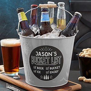 Bucket List Personalized Silver Metal Beer Bucket - 19576-S