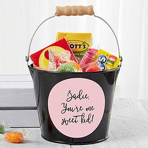 Personalized Black Mini Metal Party Favor Bucket - 19577-B