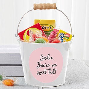 Personalized White Mini Metal Party Favor Bucket - 19577