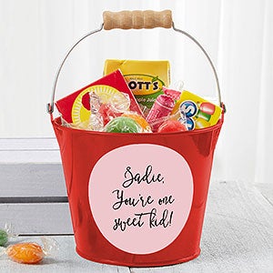 Personalized Red Mini Metal Party Favor Bucket - 19577-R