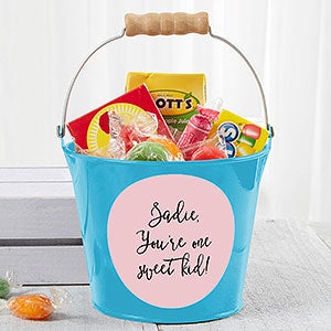 Personalized Teal Mini Metal Party Favor Bucket - 19577-T