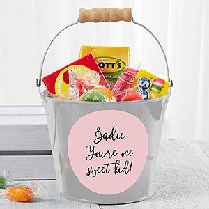 Personalized Silver Mini Metal Party Favor Bucket - 19577-S