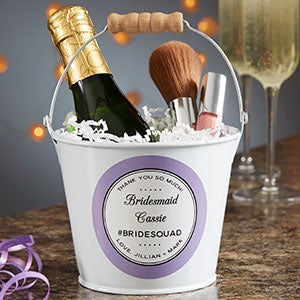 Wedding Party Favor Personalized Mini Metal Bucket- White - 19578