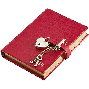 Personalized Hardcover Red Leather Lock Journal - 19598D