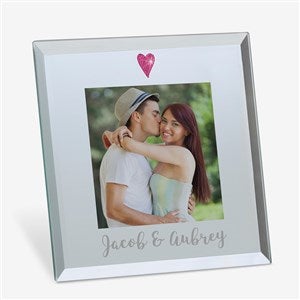 Romantic Heart Personalized Glass Mini Frame - 19618