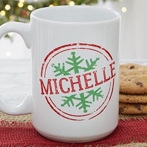 Stamped Snowflake Personalized Coffee Mug 15oz White - 19643-L