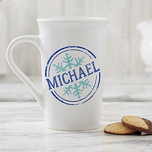 Stamped Snowflake Personalized Latte Mug 16oz White - 19643-U