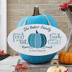 Allergy Safe Teal Pumpkin Personalized Wood Sign - 19651