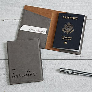 Wedded Bliss Personalized Grey Passport Holder - 19652-G
