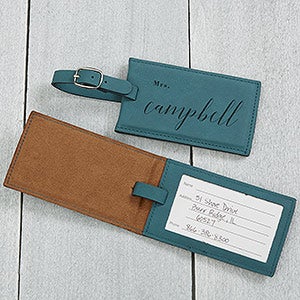 Wedded Bliss Personalized Teal Bag Tag - 19653-T