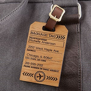 Ticket To Paradise Personalized Wood Luggage Tag - 19655