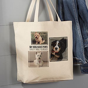 Personalized 3 Photo Collage Canvas Tote Bag - Large - 19665-3