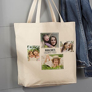 Personalized 4 Photo Collage Canvas Tote Bag - Large - 19665-4
