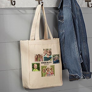 Personalized 5 Photo Collage Canvas Tote Bag - Small - 19665-5S