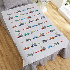 Cars & Trucks Personalized 60x80 Fleece Blanket for Boys - 19682-FL