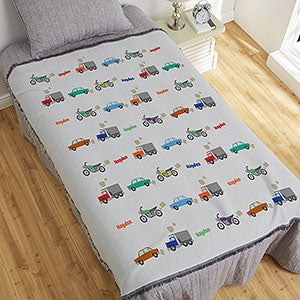 Cars & Trucks Personalized 56x60 Woven Throw for Boys - 19682-A