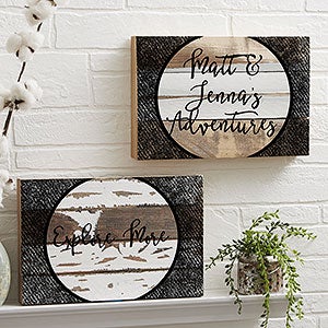 Adventure Awaits Personalized Reclaimed Wood Wall Art - 12x8 - 19698-12x8