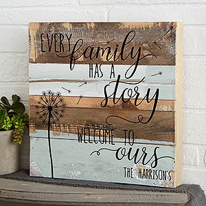 Family Story 12x12 Personalized Reclaimed Wood Wall Art - 19699-12x12