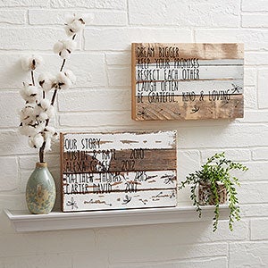 Family Story 12x8 Personalized Reclaimed Wood Sign - 19699-12x8