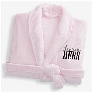 His or Hers Embroidered Luxury Fleece Robe- Pink - 19758-P