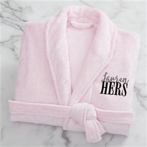 His or Hers Embroidered Luxury Fleece Robe - Pink - 19758-P