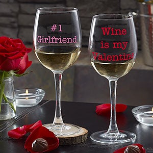 Personalized Valentines Day White Wine Glass - 19784-WN