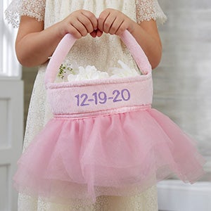 Pink Tutu Personalized Flower Girl Basket - 19793