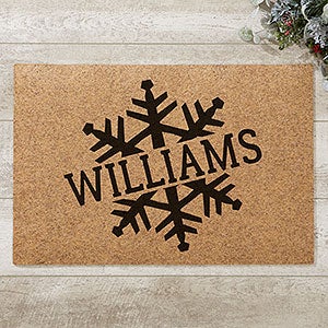 Stamped Snowflake Personalized 18x27 Synthetic Coir Doormat - 19820